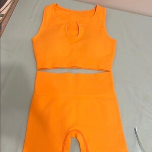 Vibrant Orange Athletic Set with Stretchy Fabric
